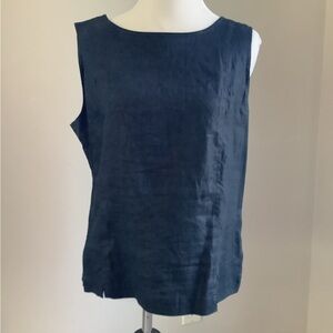 Valerie Stevens Black Linen Loose Fit Tank Top